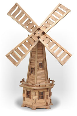 Handmade wooden windmill adding character and movement to the landscape