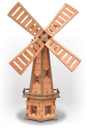 Garden windmill crafted from wood, evoking a sense of nostalgia and tranquility